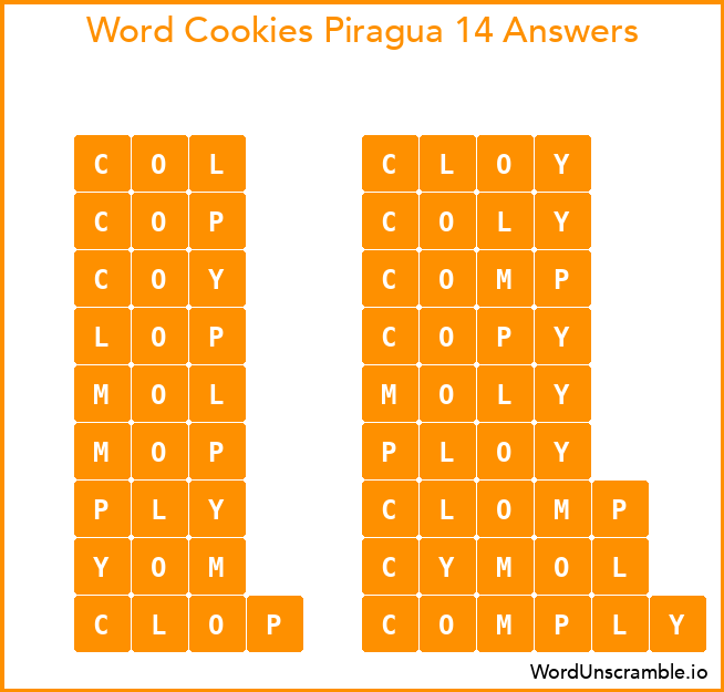 Word Cookies Piragua 14 Answers