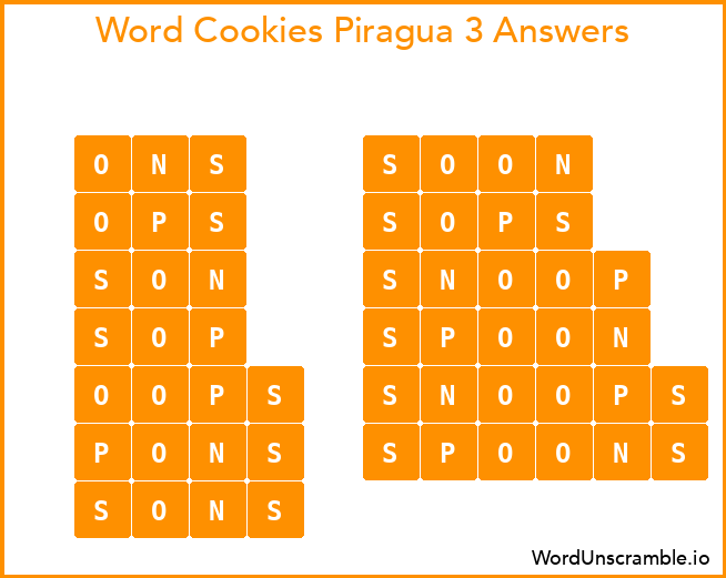 Word Cookies Piragua 3 Answers