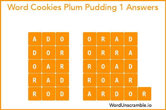 Word Cookies Plum Pudding 1 Answers