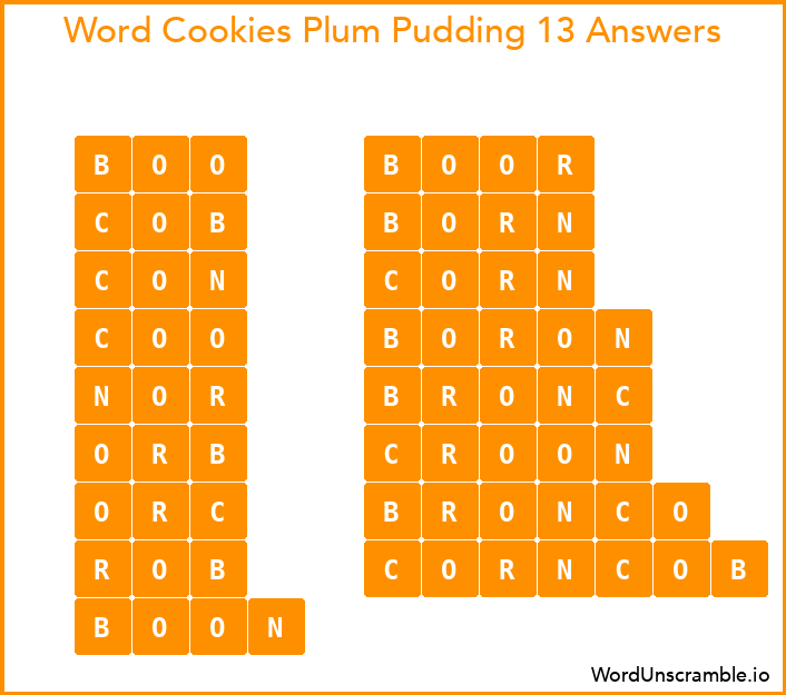 Word Cookies Plum Pudding 13 Answers