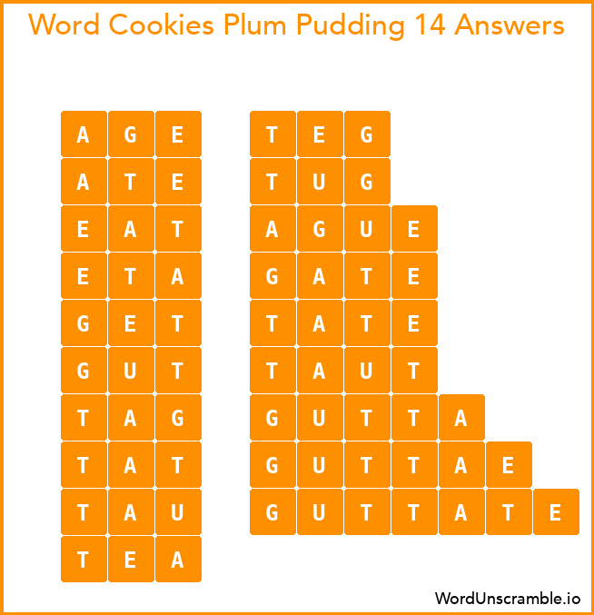 Word Cookies Plum Pudding 14 Answers