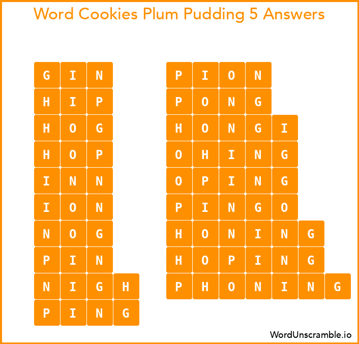 Word Cookies Plum Pudding 5 Answers