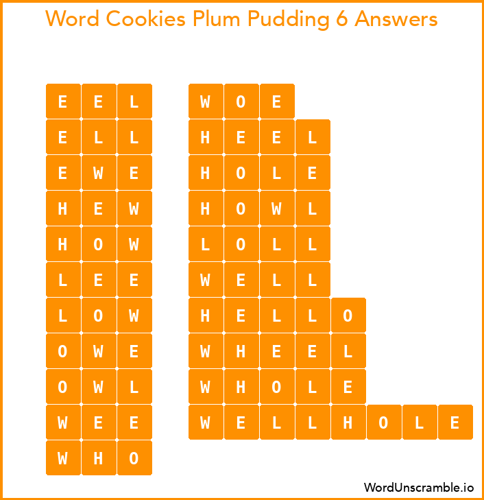 Word Cookies Plum Pudding 6 Answers