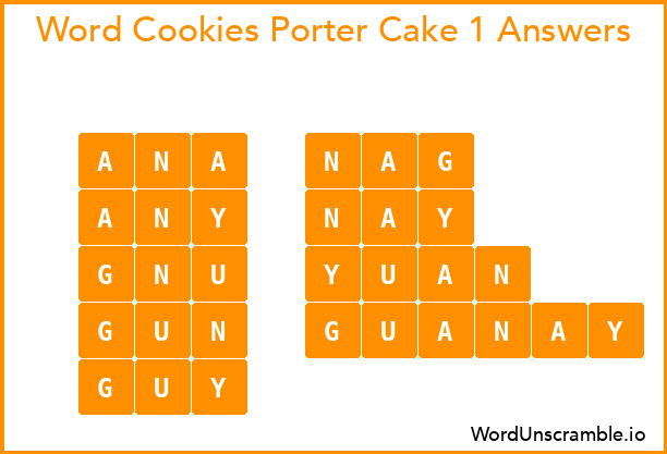 Word Cookies Porter Cake 1 Answers