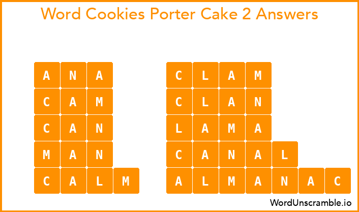 Word Cookies Porter Cake 2 Answers