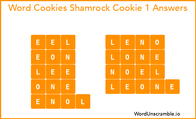 Word Cookies Shamrock Cookie 1 Answers
