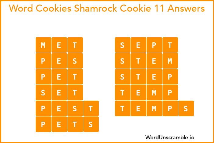 Word Cookies Shamrock Cookie 11 Answers