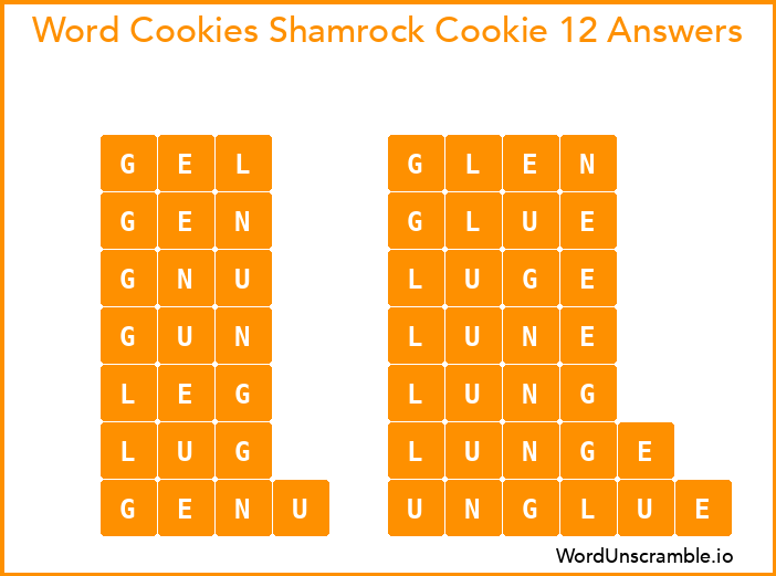 Word Cookies Shamrock Cookie 12 Answers