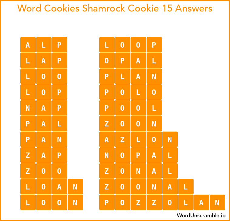 Word Cookies Shamrock Cookie 15 Answers