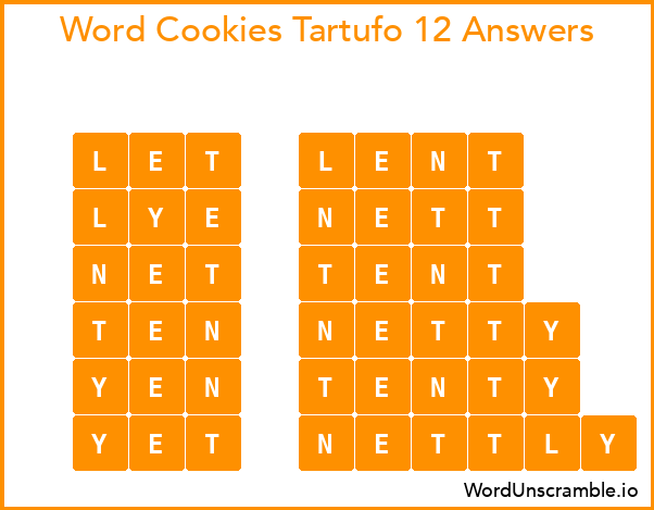 Word Cookies Tartufo 12 Answers