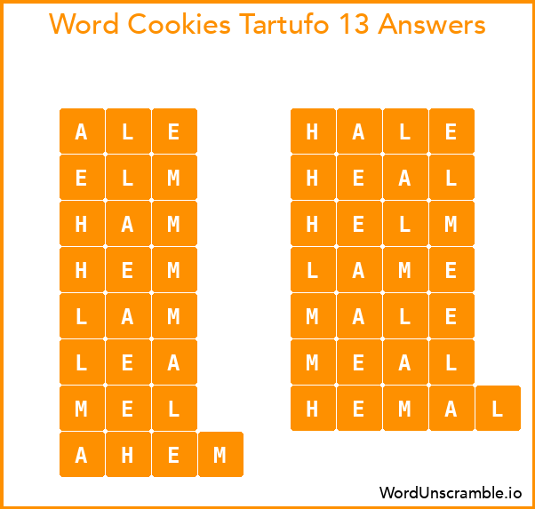 Word Cookies Tartufo 13 Answers