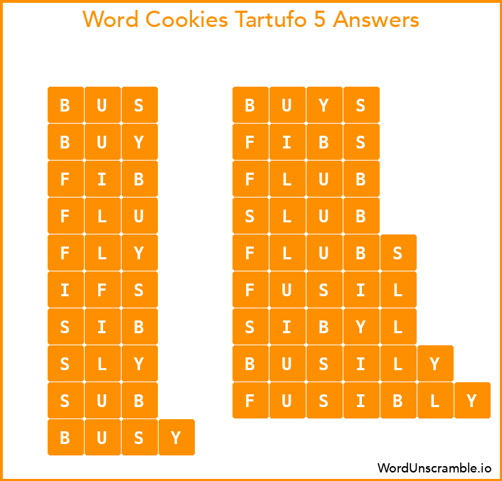 Word Cookies Tartufo 5 Answers