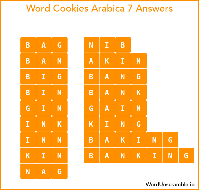 Word Cookies Arabica 7 Answers