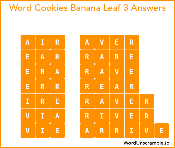 Word Cookies Banana Leaf 3 Answers