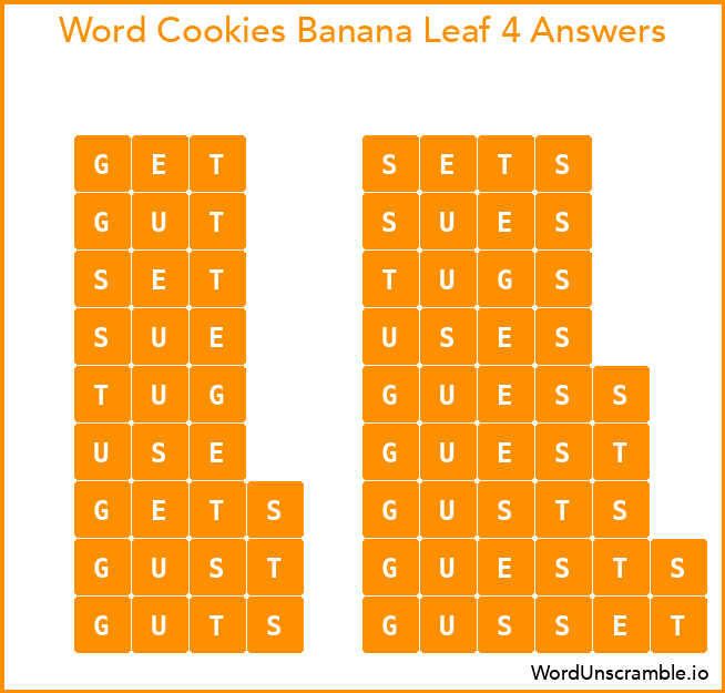 Word Cookies Banana Leaf 4 Answers