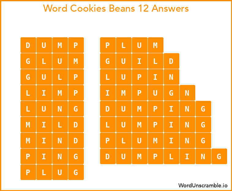 Word Cookies Beans 12 Answers