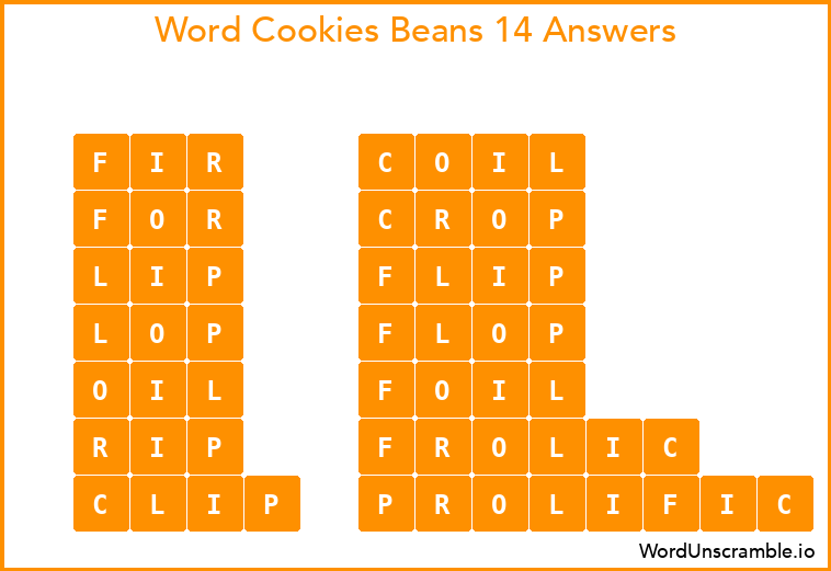 Word Cookies Beans 14 Answers