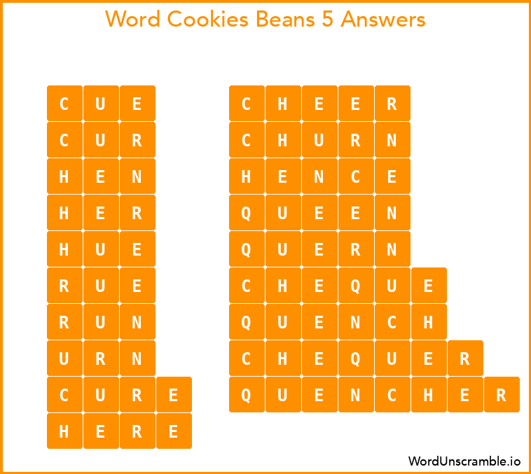 Word Cookies Beans 5 Answers