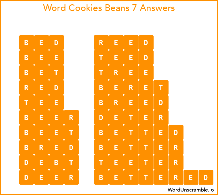 Word Cookies Beans 7 Answers