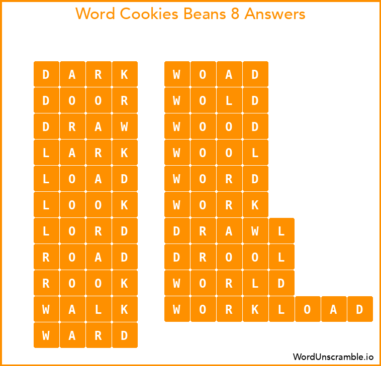 Word Cookies Beans 8 Answers