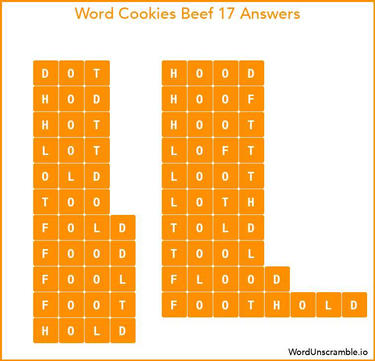 Word Cookies Beef 17 Answers