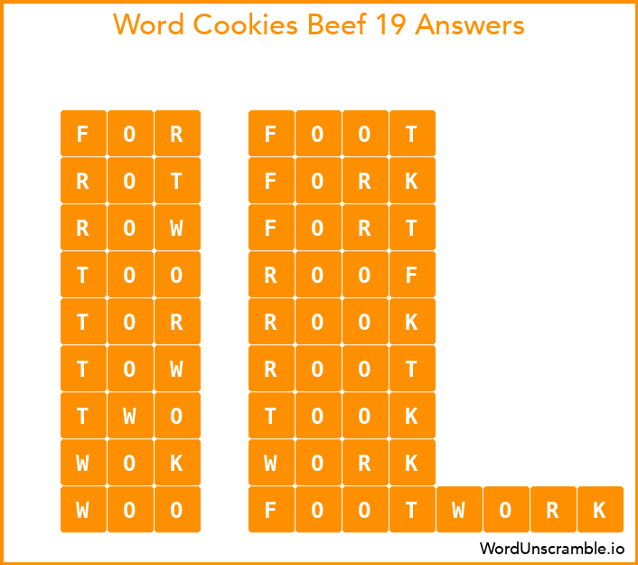 Word Cookies Beef 19 Answers