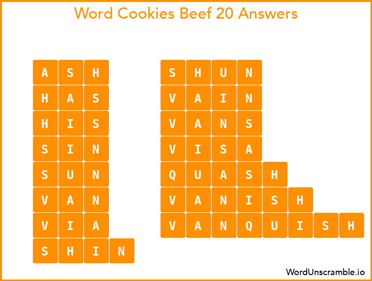 Word Cookies Beef 20 Answers