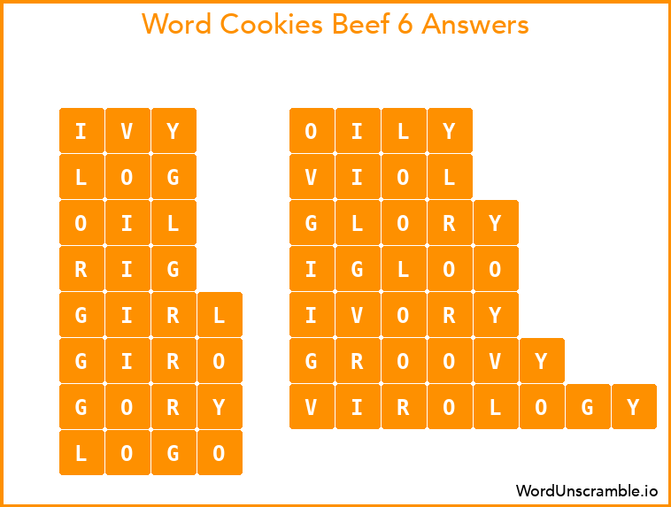 Word Cookies Beef 6 Answers