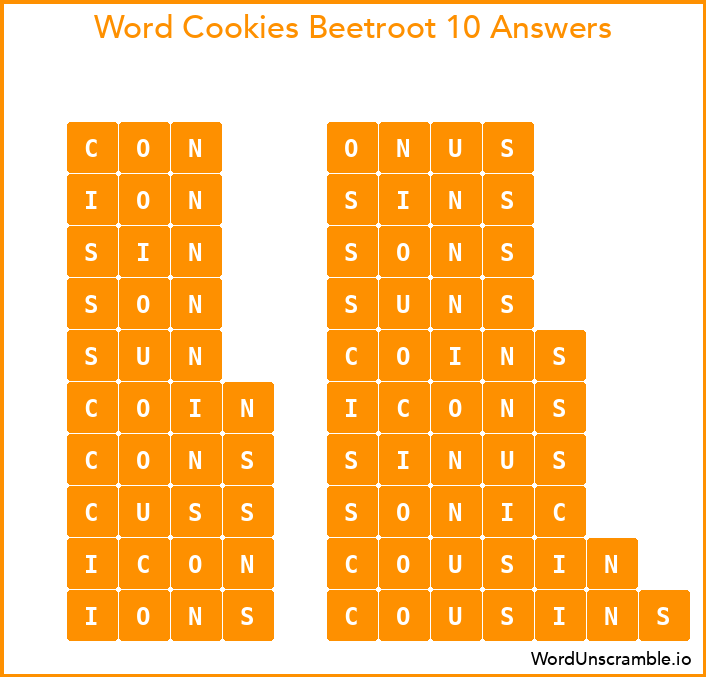 Word Cookies Beetroot 10 Answers