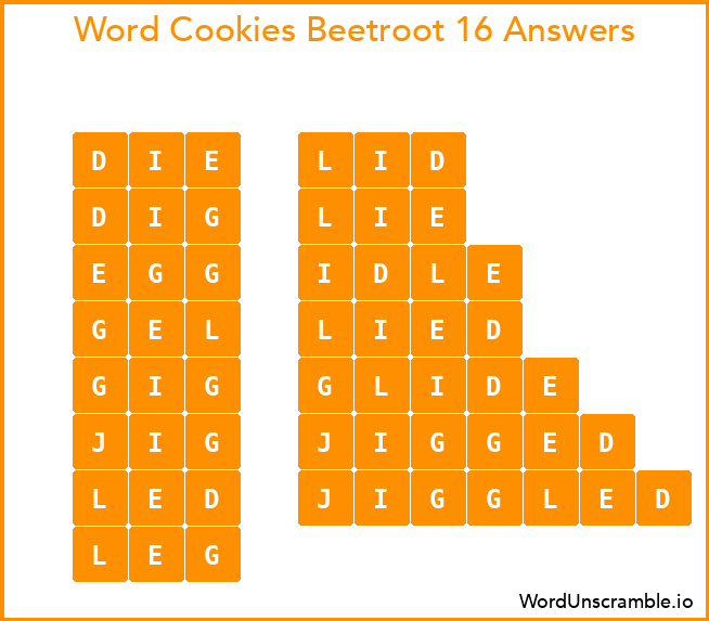 Word Cookies Beetroot 16 Answers