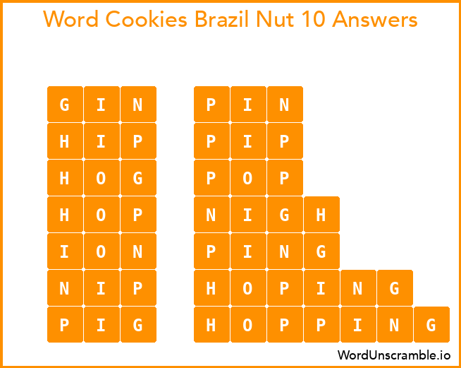 Word Cookies Brazil Nut 10 Answers