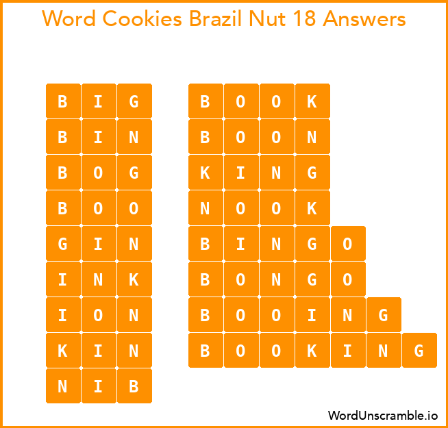 Word Cookies Brazil Nut 18 Answers
