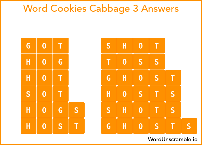 Word Cookies Cabbage 3 Answers