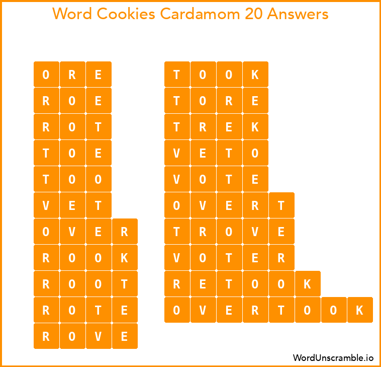 Word Cookies Cardamom 20 Answers