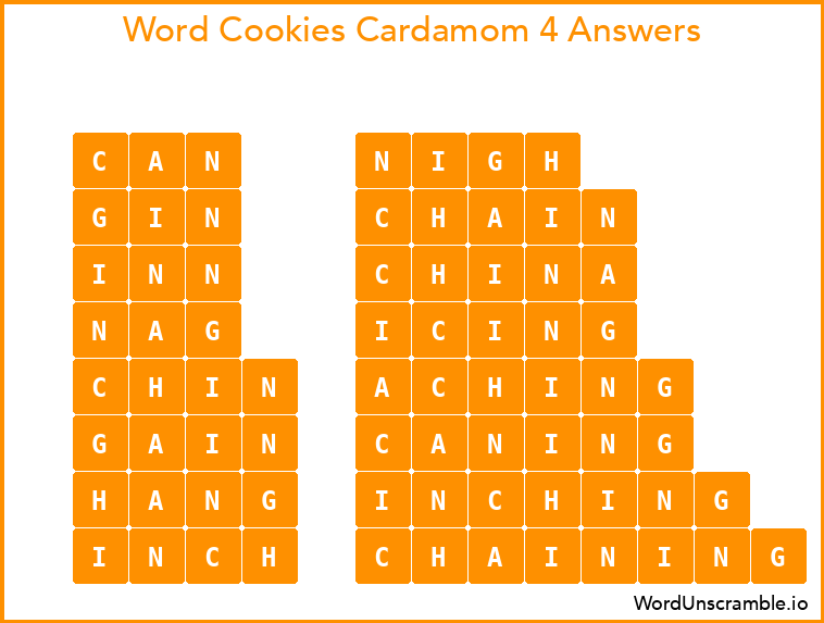 Word Cookies Cardamom 4 Answers