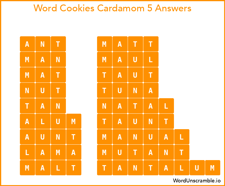 Word Cookies Cardamom 5 Answers