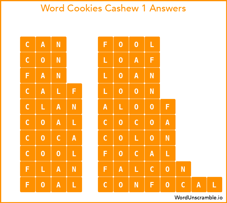 Word Cookies Cashew 1 Answers