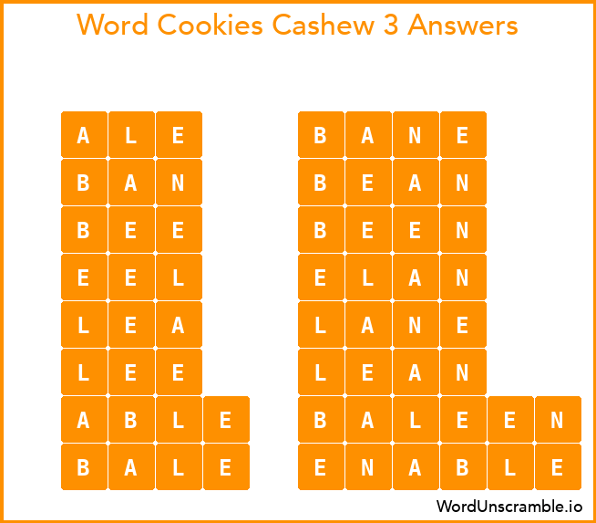 Word Cookies Cashew 3 Answers