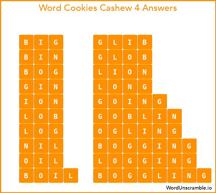Word Cookies Cashew 4 Answers