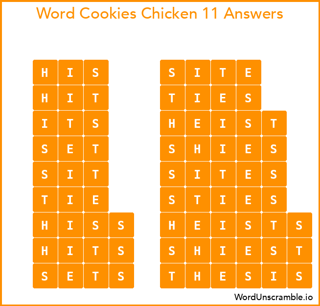 Word Cookies Chicken 11 Answers