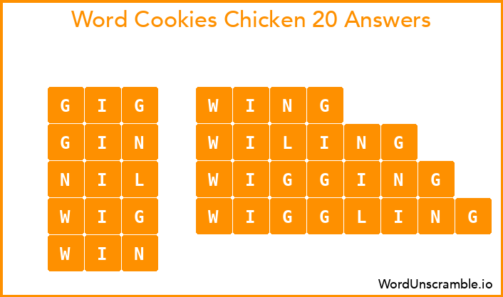 Word Cookies Chicken 20 Answers