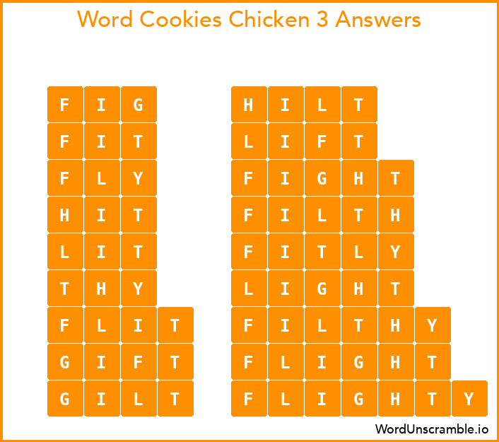 Word Cookies Chicken 3 Answers