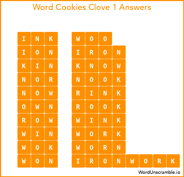 Word Cookies Clove 1 Answers