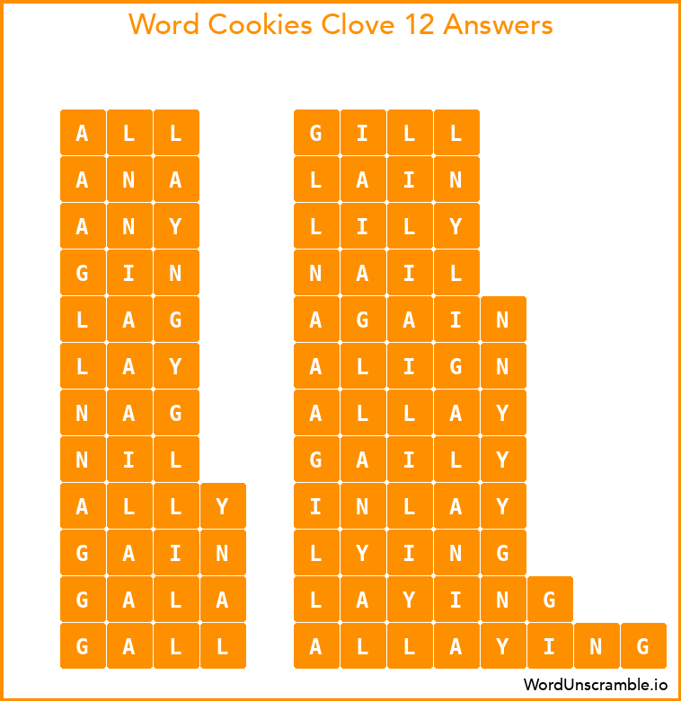 Word Cookies Clove 12 Answers