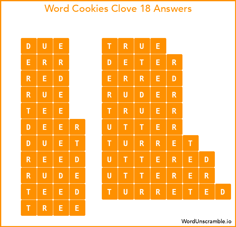 Word Cookies Clove 18 Answers