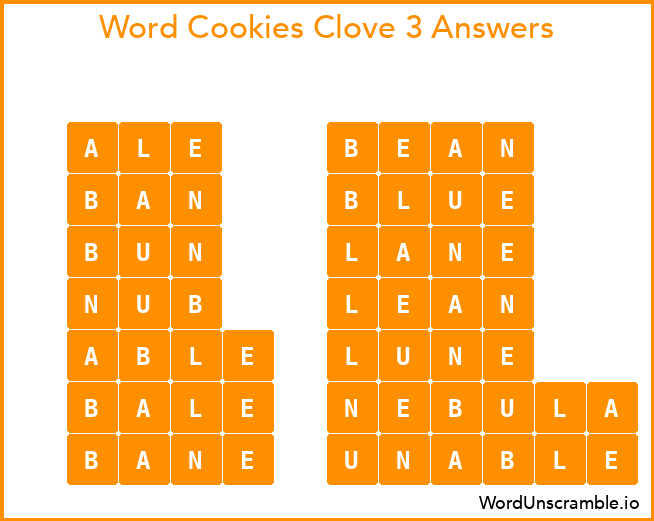 Word Cookies Clove 3 Answers