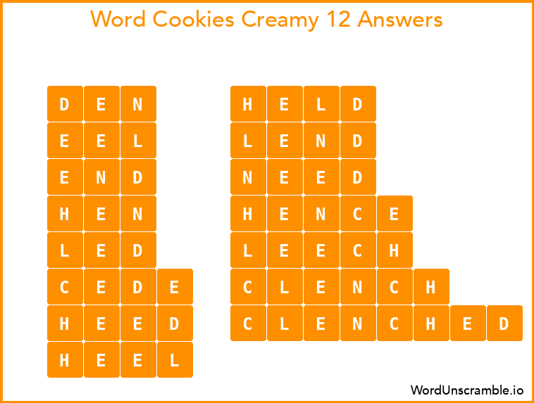 Word Cookies Creamy 12 Answers