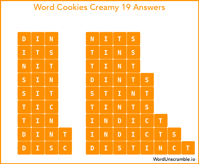 Word Cookies Creamy 19 Answers