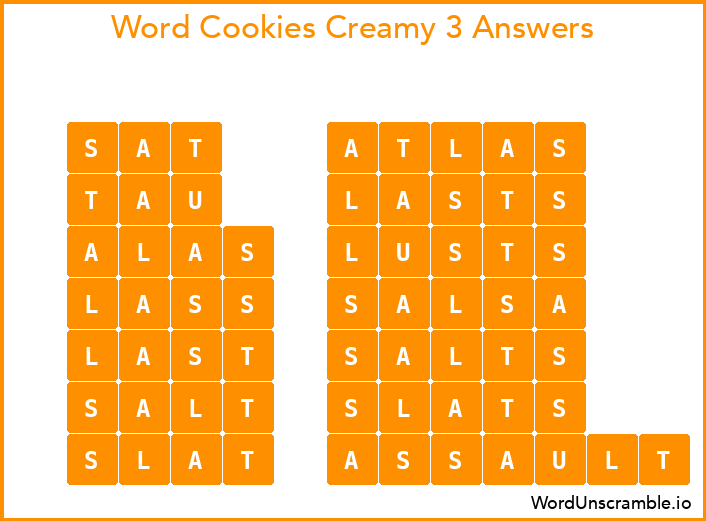 Word Cookies Creamy 3 Answers