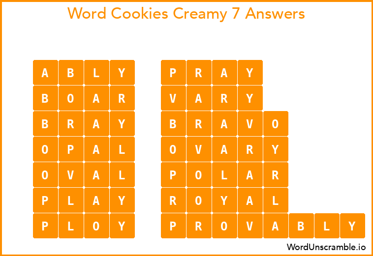 Word Cookies Creamy 7 Answers